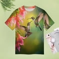 thumbnail image 4 of Flower Hummingbird Womens Tops Women's Fashion Casual Short Sleeve Flower Print Round Neck Pullover Top Blouse, 4 of 6