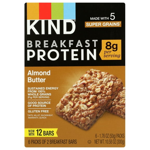 Pack of 5, Kind Almond Butter Breakfast Protein Bars, 10.58 oz