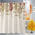 thumbnail image 2 of Shower Curtains for Bathroom-60"x72",Fall Eucalyptus Leaves Retro Linen Waterproof Bath Curtain Grommet Shower Curtain Set, 2 of 7