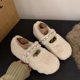 thumbnail image 3 of Zapatos de felpa de una sola capa, lindos y dulces zapatos de felpa blancos, zapatos de mujer, ropa exterior, zapatos cálidos acolchados de algodón para otoño, zapatos planos, 3 of 6