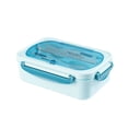 thumbnail image 4 of Recipiente para comida Bento Box, reutilizable, portátil, para microondas, a prueba de fugas 2 rejillas azules, 4 of 9