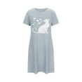 thumbnail image 4 of Sakmal Comfy Nightgowns for Women Short Blue Nightwear Short Sleeve Cat Print Nightgowns for Women, 4 of 5