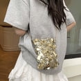 thumbnail image 6 of Purse for Women Sequin Crossbody Cell Phone Purse Compact Glitter Metal Chain Sling Bag for Evening Party Hang Bags for Women Color Gold Size One Size, 6 of 9