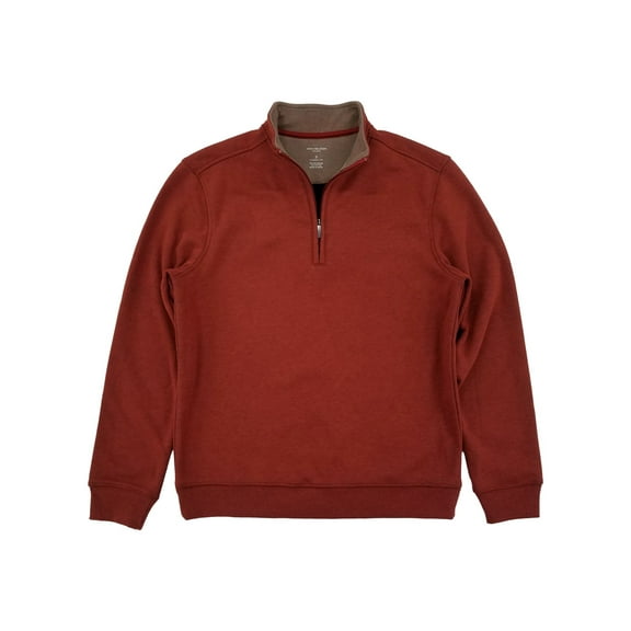 Van Heusen Mens Auburn Orange Flex Fleece Quarter-Zip Pullover Sweatshirt M