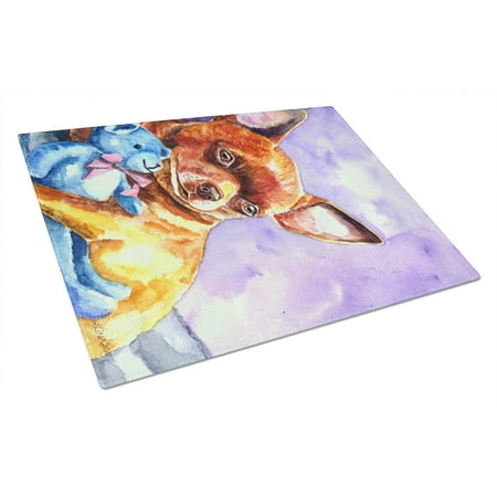 

Caroline s Treasures 7340LCB Chihuahua with Teddy Bear Glass Cutting Board Large 12H x 16W multicolor