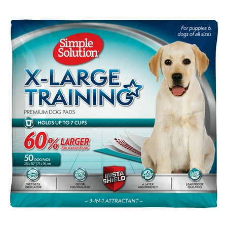 Simple Solution Training Puppy Pads | Extra Large, 6 Layer Dog Pee Pads, Absorbs Up to 7 Cups of Liquid | 28x30 Inches, 50 (Best Way To Clean Dog Pee Out Of Carpet)