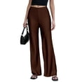 thumbnail image 2 of LEKWK Satin Wide Leg Pants for Women High Waisted Casual Palazzo Pants Loose Fit Comfy Straight Leg Trousers with Pockets Fall Fashion Business Work Outfits, 2 of 6