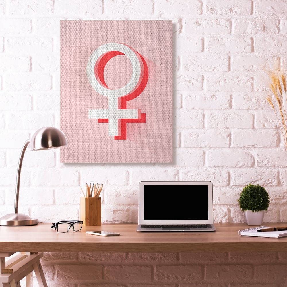 Stupell Industries Female Symbol Fashion Modern Pink Textured Design Super Canvas Wall Art by Daphne Polselli