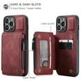 thumbnail image 4 of Dteck Case for Apple iPhone 13 Pro Max 6.7-inch,Retro Magnetic Leather Card Holder Wallet Shockproof Case Hybrid Rubber Zipper Purse Kickstand Protective Cover for iPhone 13 Pro Max,Red, 4 of 6