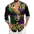 thumbnail image 1 of NLLSHGJ T-Shirts Graphiques pour Hommes Mode Carnaval Imprimé Numérique 3D Manches Longues Chemise à Boutons Col Rabattu Chandails en Molleton pour Hommes T-Shirts pour Hommes Violet Blanc, 1 of 5