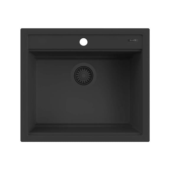 Ruvati RVG1622BK 23 in. Epi Cube Granite Composite Workstation Drop in Top Mount Wet Bar Prep Sink, Matte Black