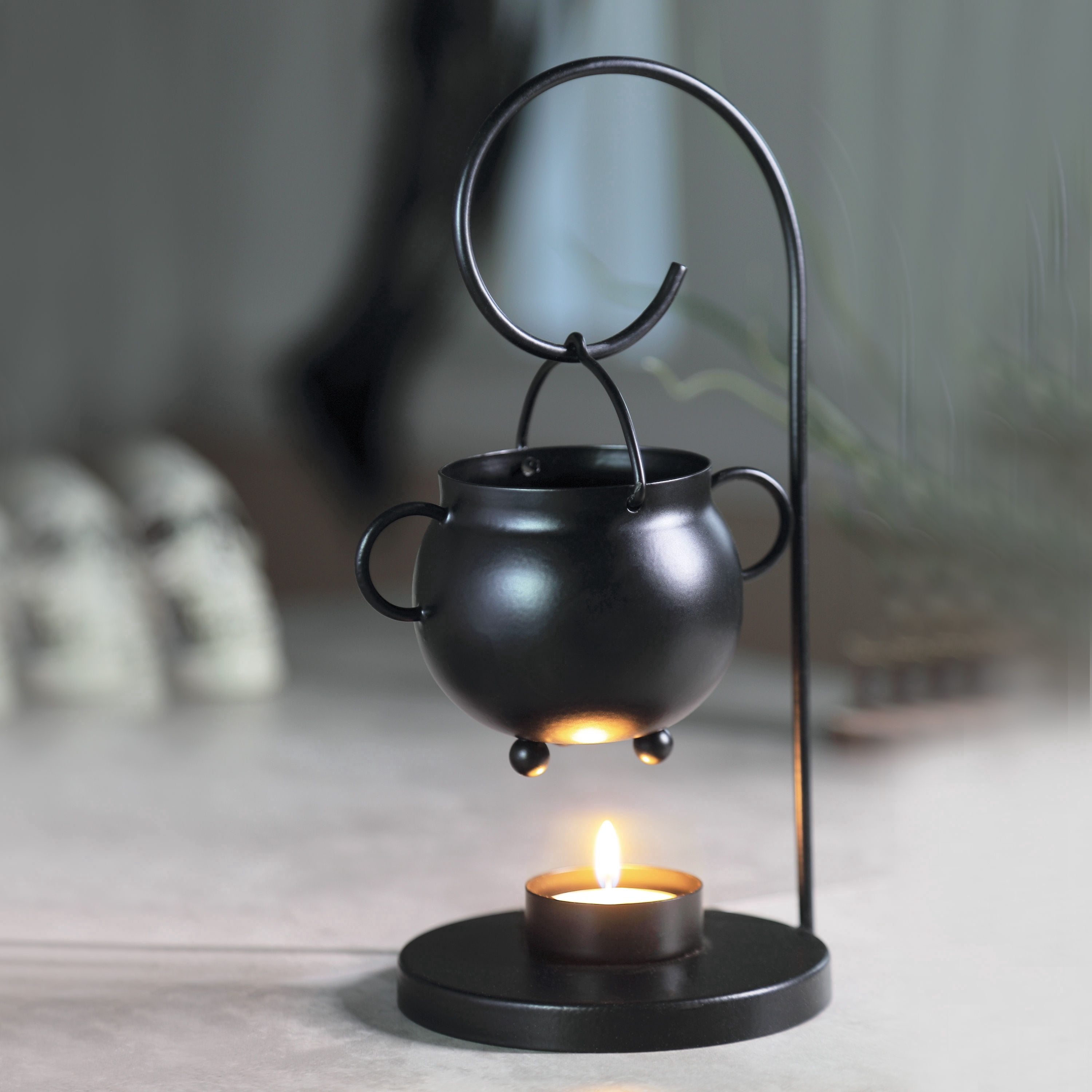 Metal Cauldron Tealight Warmer, Black, 9", Halloween by Way To Celebrate