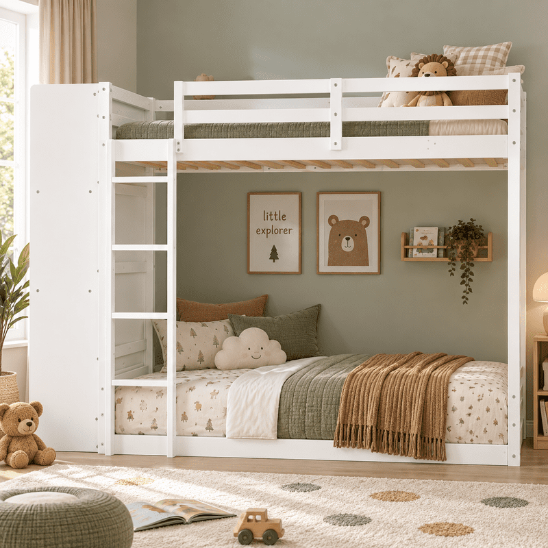 Twin Over Twin Bunk Bed with 6 Storage Drawers, 2-Tier Shelves & LED Light Strip, Reversible Wooden Bunk Bed Frame, Space-Saving Kids Bedroom Furniture