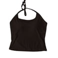 thumbnail image 7 of Women's Halter Neck Tank Top, Solid Color Backless Knit Vest with Built-In Bra, Chic & Stylish Sleeveless Top for Summer, Going Out, and Layered Outfits-Black, 7 of 7