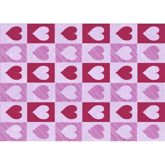 Ahgly Company Indoor Rectangle Patterned Neon Hot Pink Area Rugs, 5' x 7'