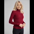 thumbnail image 4 of Suéteres Acanalados para Mujer, Lindos Suéteres de Punto de Cuello Alto, Ajustados y Cálidos Vino Tinto un Tamaño, 4 of 10
