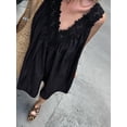 thumbnail image 6 of Women'S V Neck Sleeveless Mini Dress Loose Summer Pleated Swing Flowy Sundress Black S, 6 of 10