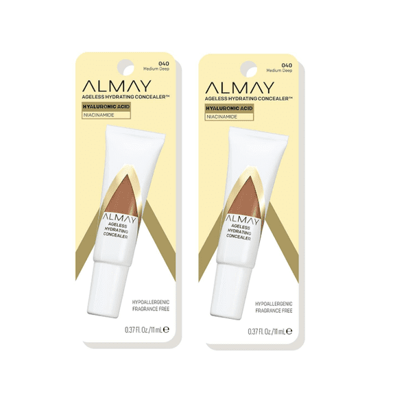 2 Pack Almay Ageless Hydrating Concealer 040 Medium Deep Hyaluronic Acid 0.37oz