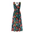 thumbnail image 4 of MesaSe Robes Maxi d'Été pour Femmes Imprimé Tropical Robes de Plage Col en V Sans Manches Taille Haute Lacée Robe Maxi Fluide Robe d'Été, 4 of 6
