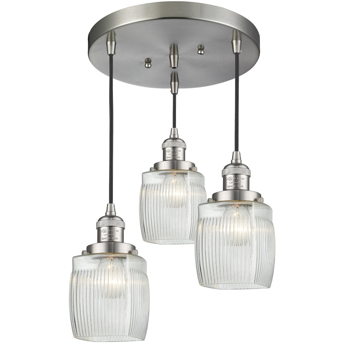 Pendants 3 Light Fixtures With Brushed Satin Nickel Finish Cast Brass