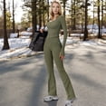 thumbnail image 3 of Women's High Waist Flared Leg Yoga Pants - Medium, Olive Green, 3 of 7