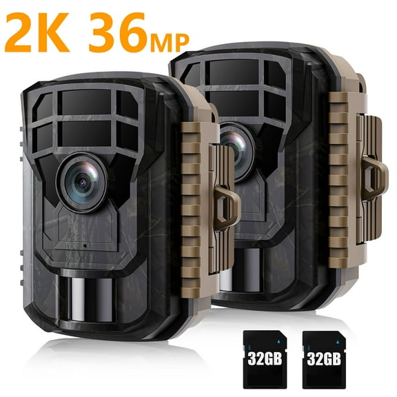 CAMPARK 2 PACK Trail Camera with SD Card 36MP 2K Hunting Game Camera with Night Vision Waterproof Motion Activated