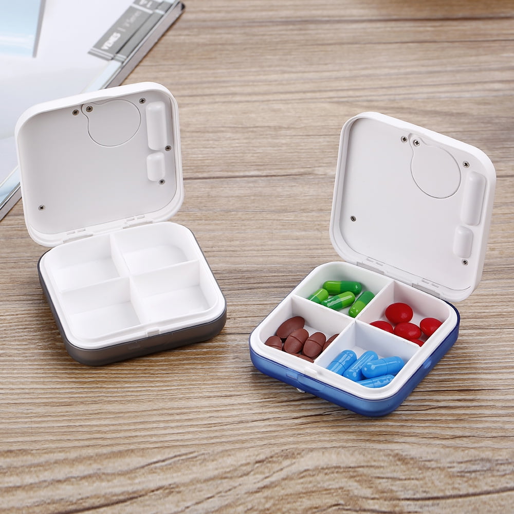 2pcs Portable Pill Organizer with Sound and Vibration Alarm, Weekly Pill Dispenser, Countdown Timer, Pill Box y Medicine Organizer