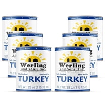 Werling & Sons Canned Turkey 28 oz – Fully Cooked, Heat & Eat | Recipe-Ready Canned Meat for Quick Meals, Camping, Emergency Food Supply & Survival | Shelf-Stable | Pack of 6