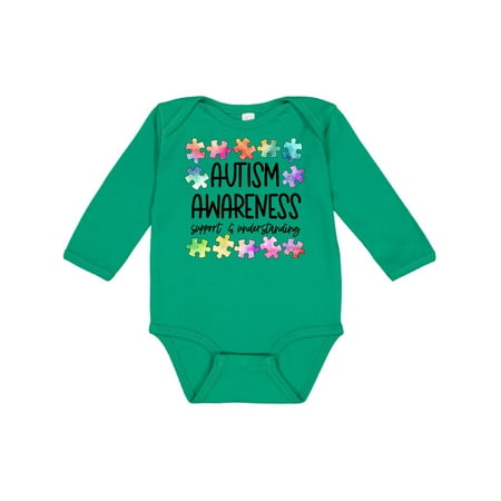 

Inktastic Autism Awareness Support and Understanding Puzzle Pieces Gift Baby Boy or Baby Girl Long Sleeve Bodysuit
