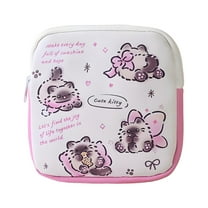 GASTROPOD Period Bag,Pu Leather Siamese Cat Pattern Sanitary Pouch for Menstrual Tampons,Pads,Portable Pad Bag for Ladies First Period Gifts,Pink1