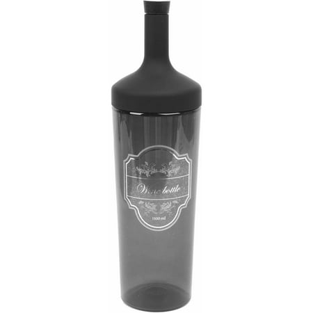 Ice Wine Fruit Hsi Professional 1.1L Fruit, Tea, Ice Infusion Plastic Wine Shaped Bottle With Internal Strainer And Silicone Cork, Black ()