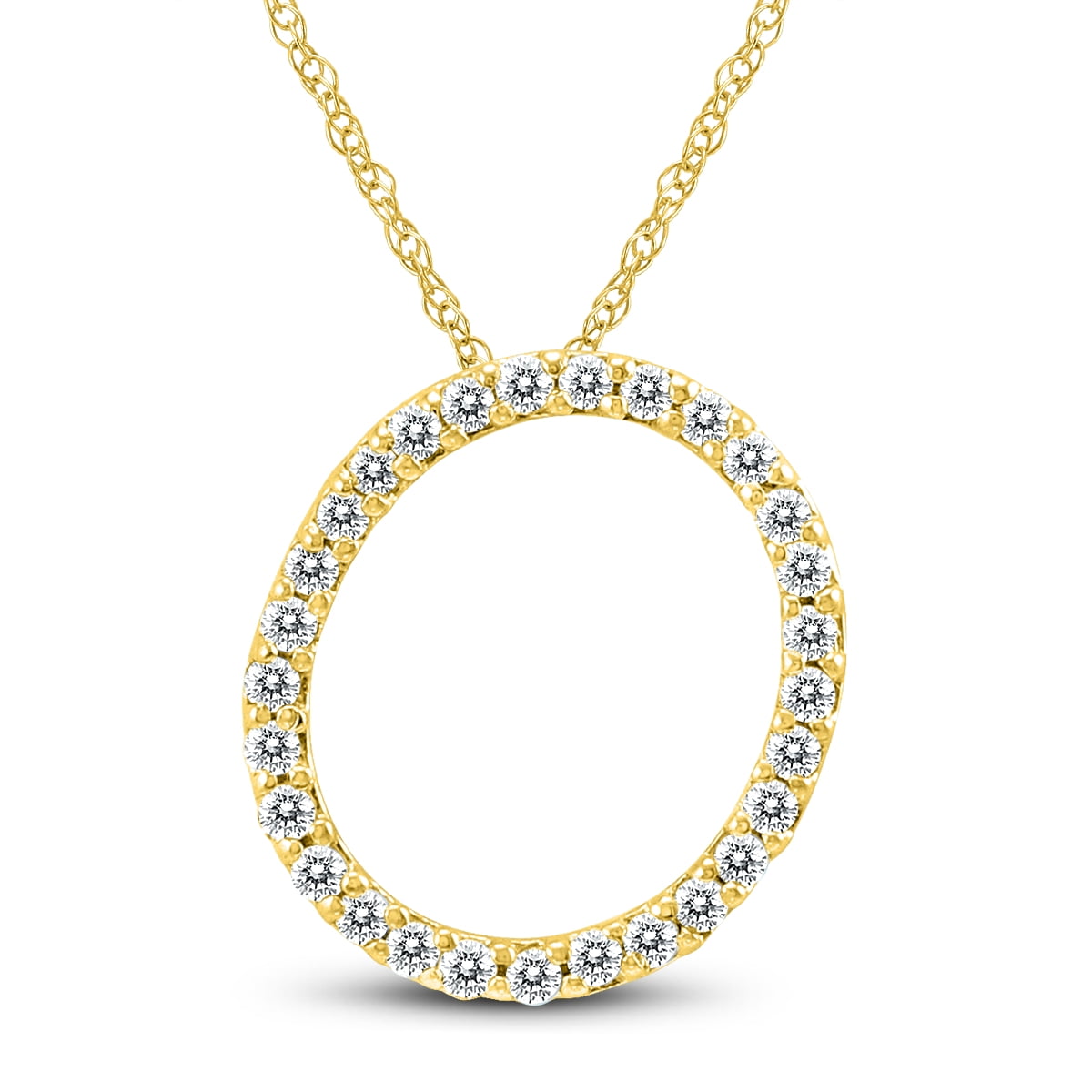 Szul Jewelry - 1/6 Carat TW O Initial Diamond Pendant Necklace in 10K Yellow Gold with ...