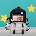 thumbnail image 3 of Women Cute Hit Color Backpack Student Canvas Knapsack with Pendant (Purple), 3 of 9