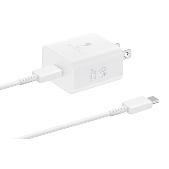 Cargador de pared Samsung con adaptador de corriente de 25 W con cable, color blanco