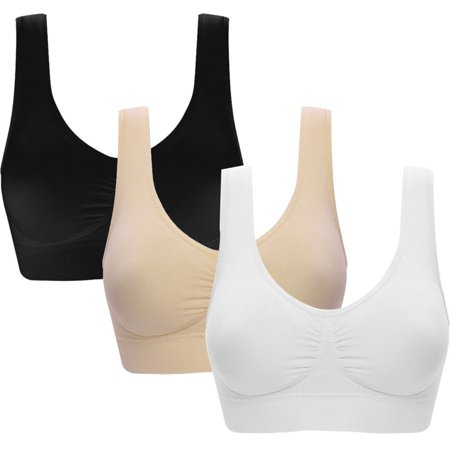 

Dsseng Women‘s 3 Pack Seamless Comfortable Sports Bra with Removable Pads
