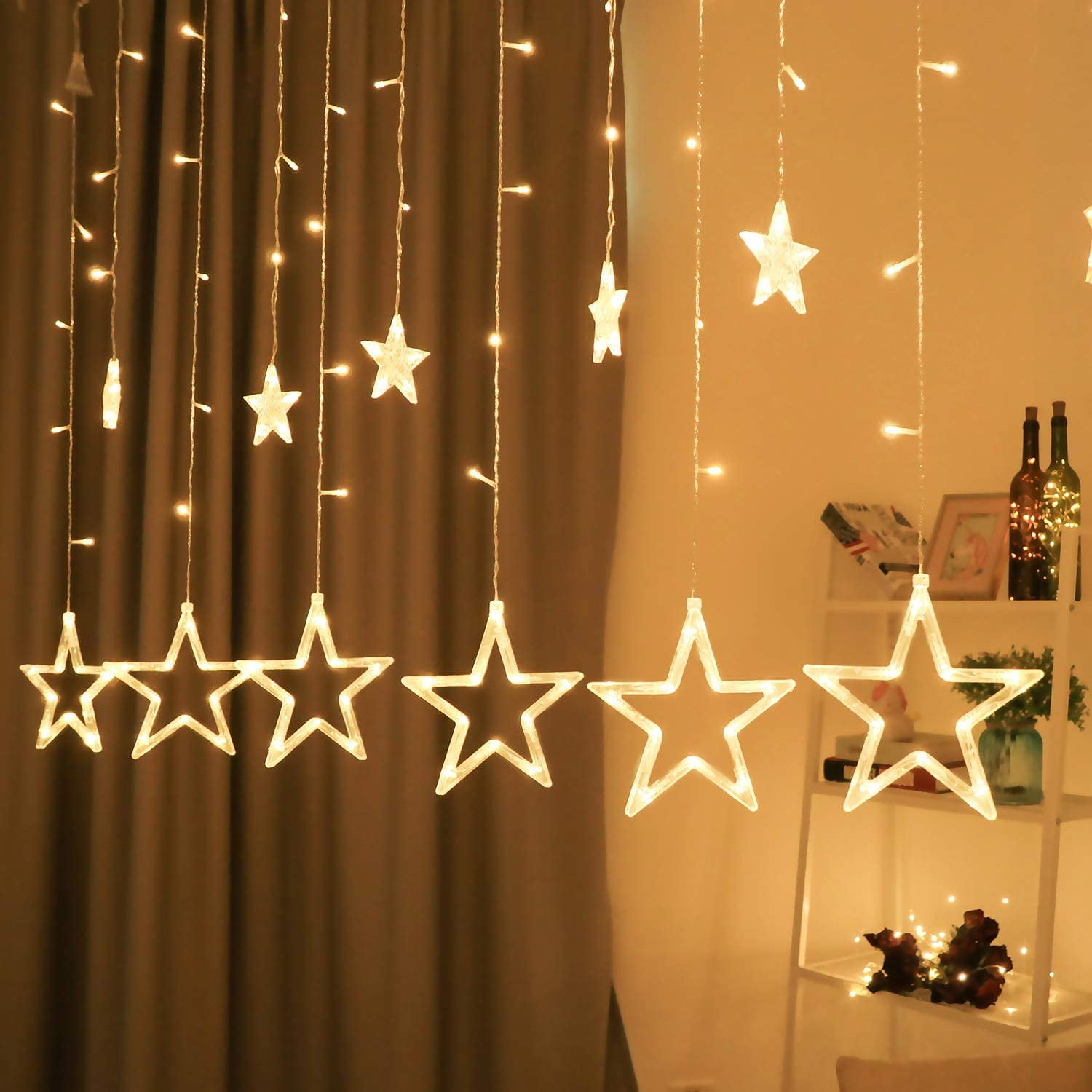 12 Stars 138 LED Star Lights, Star String Lights for Bedroom with 8