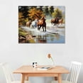 thumbnail image 3 of COMIO Running Horses Canvas Wall Art Mountain Stream Landscape Running Horse Painting Wild Animal Vintage Abstract Picture for Office Home Living Room Decor Framed, 3 of 5