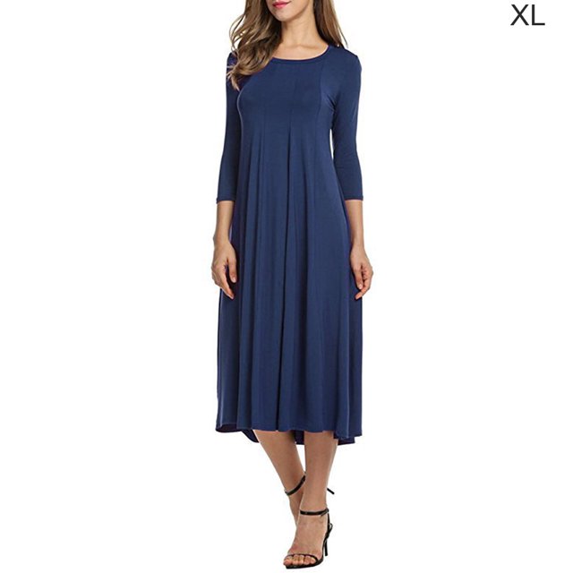 Sonducket Vestido de mujer Cuello Otoño Vestido de mujer Traje de cuello Media manga Vestido de columpio grande Vestidos Azul oscuro SG Sonducket AP003182-10