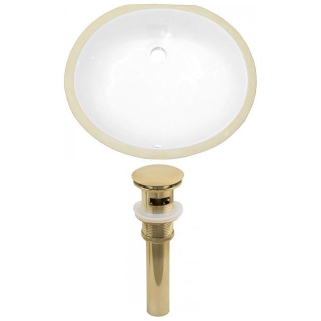 American Imaginations AI-24882 Évier Ovale 18,25 Po CSA Encastré Blanc - Or