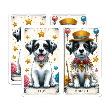 (2 Pack) Adorable Puppy Magnets - Whimsical Circus Dog Art - Starry Eyed Pet Lover Decor - Enchanting Refrigerator Magnets - 5 Inches On Longest Side - Thick Durable Magnet - Made in USA - MAG20744