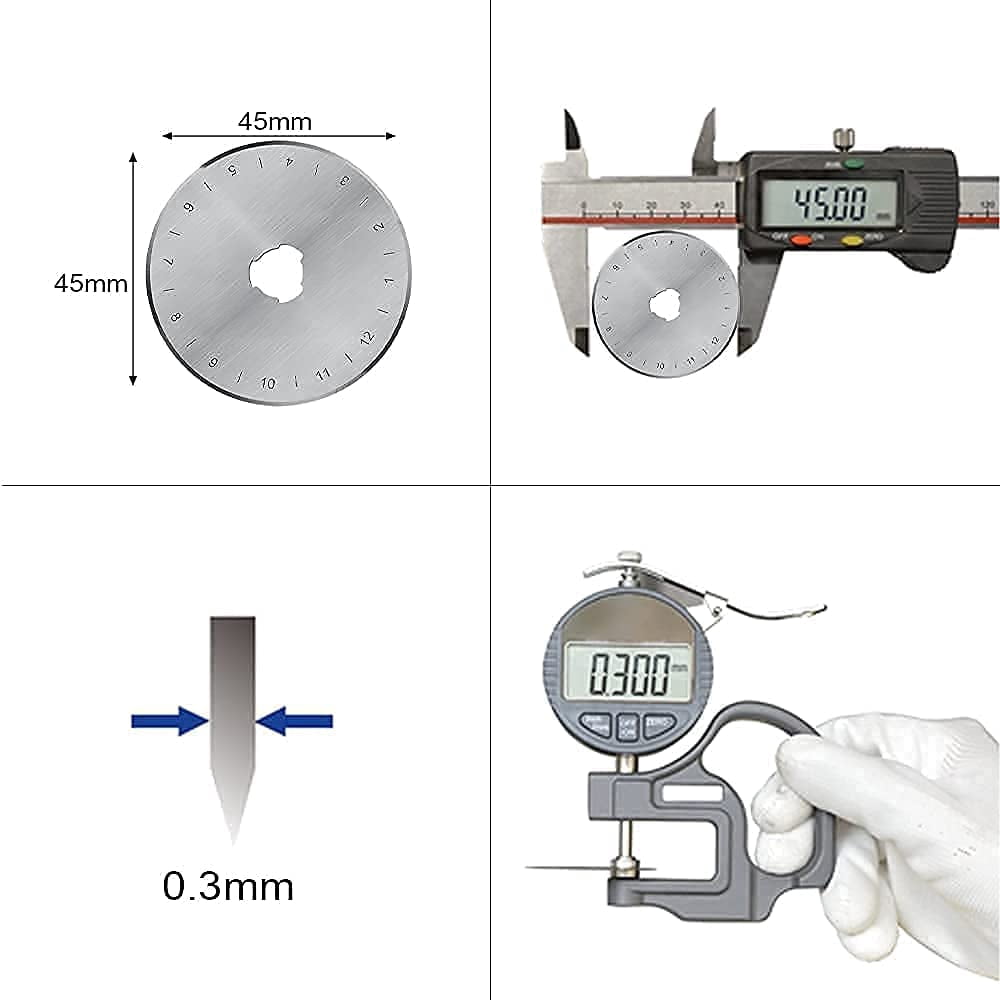 HEADLEY TOOLS 45mm Rotary Cutter Blades 15 Pack Fits Olfa, Fiskars, Replacement Rotary Blade for Arts Crafts Quilting Scrapbooking Sewing, Sharp and Durable