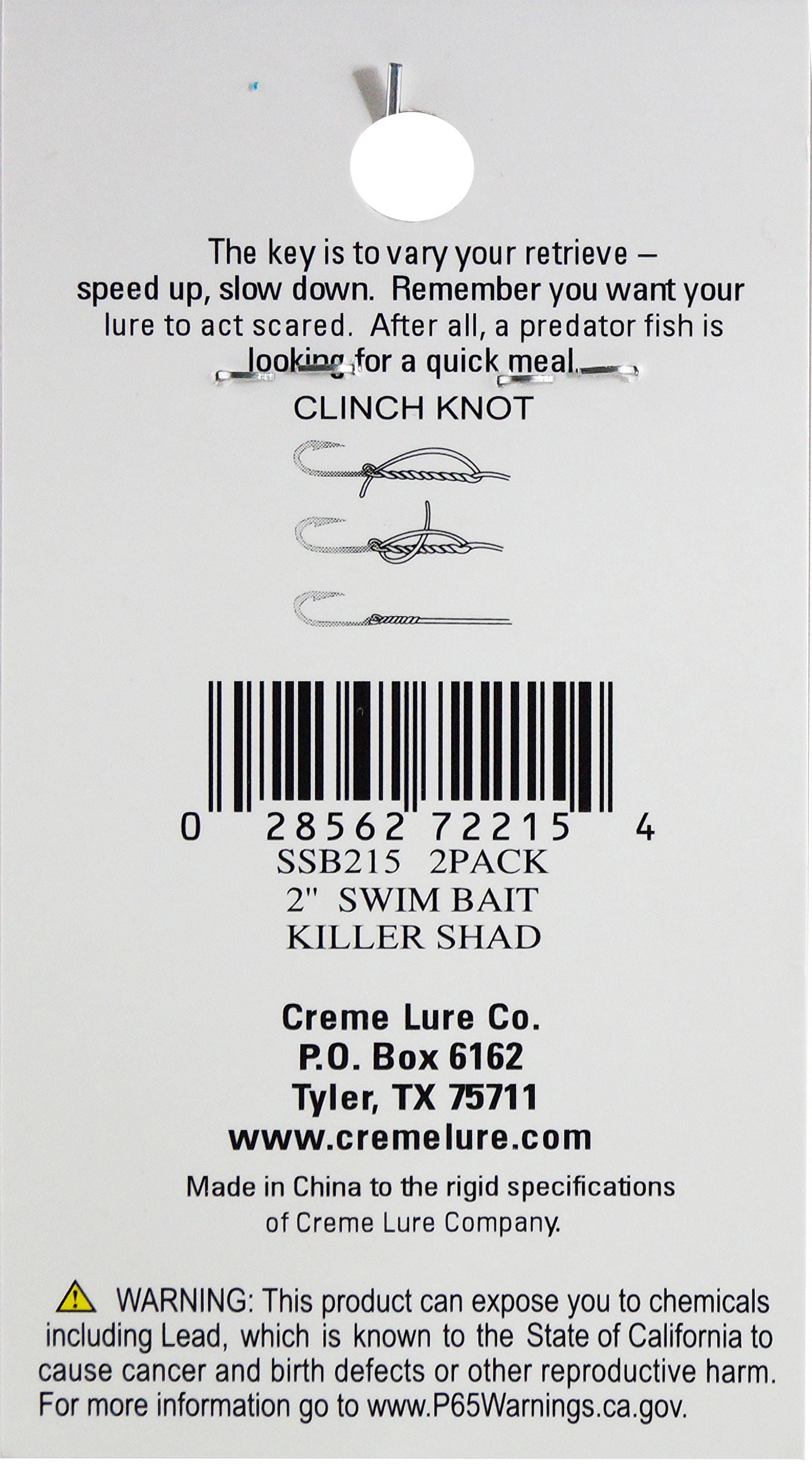 Crème 2" Spoiler Shad Swim Bait Lure, Killer Shad
