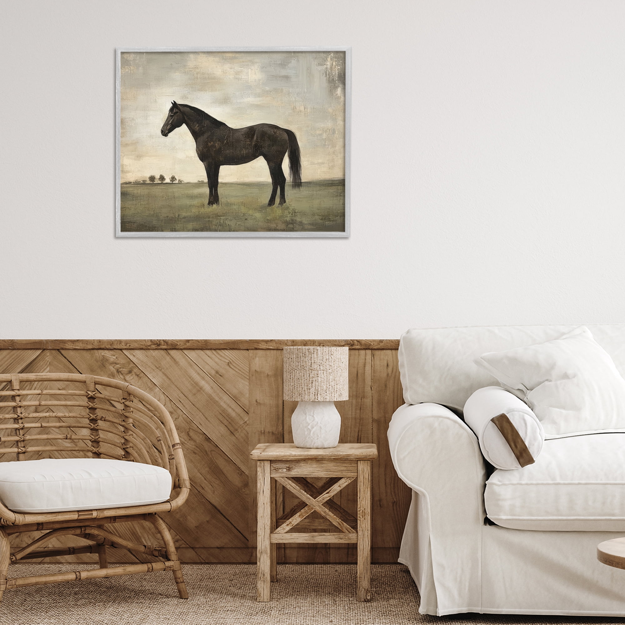 Stupell Industries Distressed Horse Portrait Gray Framed Giclee Art, design by Petal Prints Design