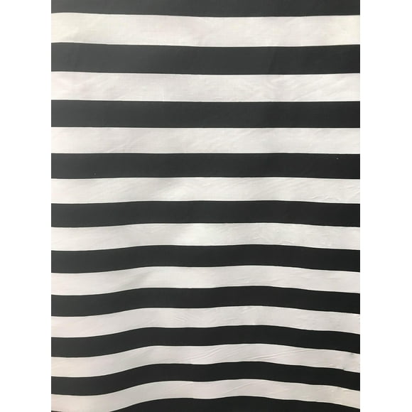 Sal Tex Fabrics , Tissu Imprimé en Coton Poly à Rayures de 1 Pouces, Combinaison de Deux Couleurs, Vend au Yard, 60 Pouces de Large (Blanc/noir)
