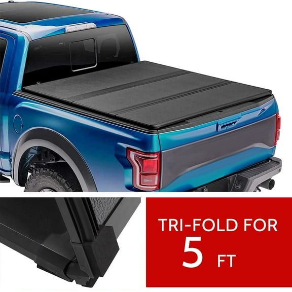 CCIYU Tonneau Cover, Hard Folding Truck Bed Tonneau Cover | Fits For Toyota Tacoma 2016-2017 Fleetside 5FT Bed Hard Tri-Fold Tonneau Cover