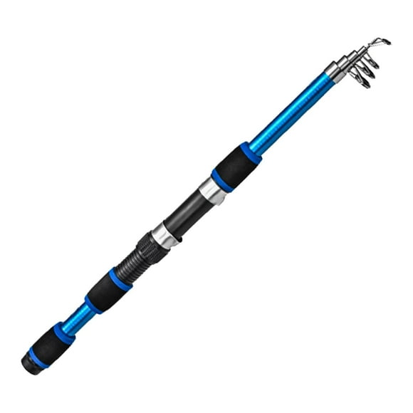Caña de pescar para niños, caña de pescar para niños, fácil de operar, conveniente, versátil, telescópica, ajustable para viajes en estanques marinos, Azul