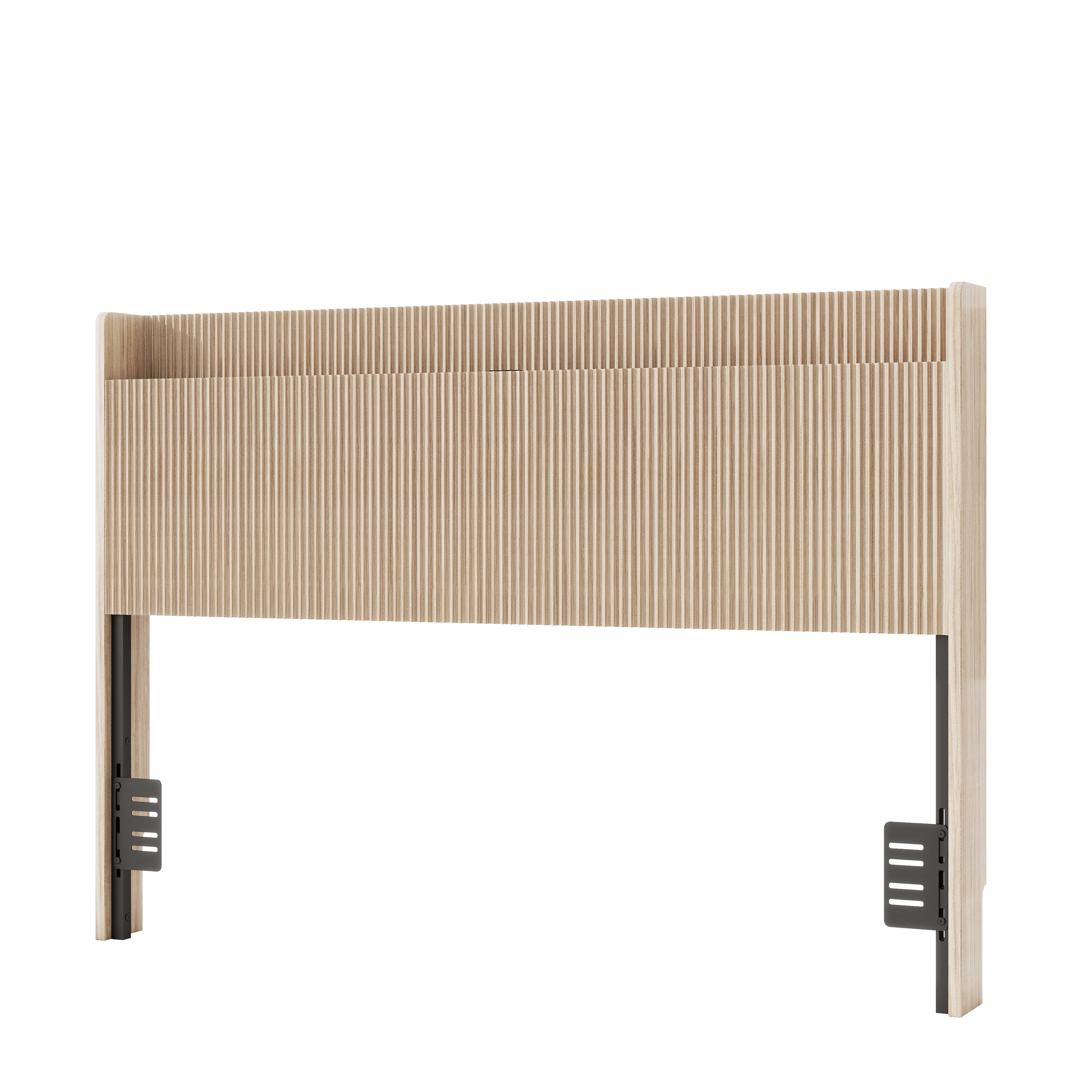 Fluted Headboard Queen Size 61.42 Inch, Bed Headboard with Charging Storage and Adjustable Brackets, Vertical Slat Wood Headboard for Twin Full Queen Bed, Oak