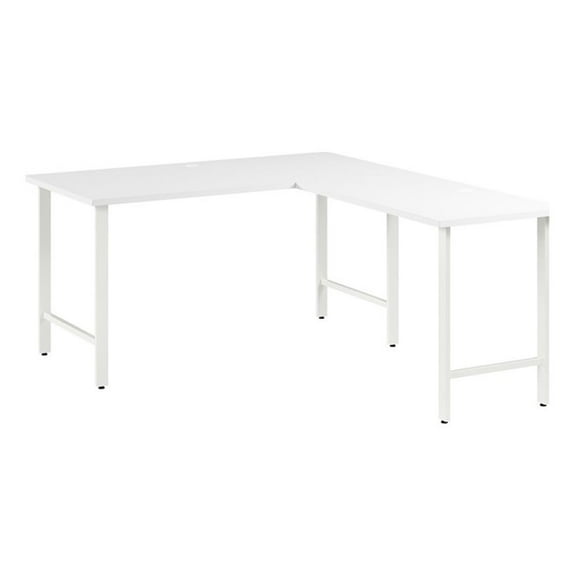 Hustle 60W L Shaped Computer Desk with Metal Legs in White - Engineered Wood