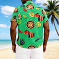 thumbnail image 5 of oelaio Funky Hawaiian Shirt for Men Short Sleeve Casual Button Down Shirts Summer Beach Vacation Shirt Green S, 5 of 8