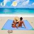 thumbnail image 2 of Deago Sandfree Beach Blanket, 79''×59'' Large Sandproof Beach Mat for 4-7 Adults, Waterproof Pocket Picnic Blanket , Outdoor Blanket for Travel, Camping, Hiking (Blue), 2 of 9